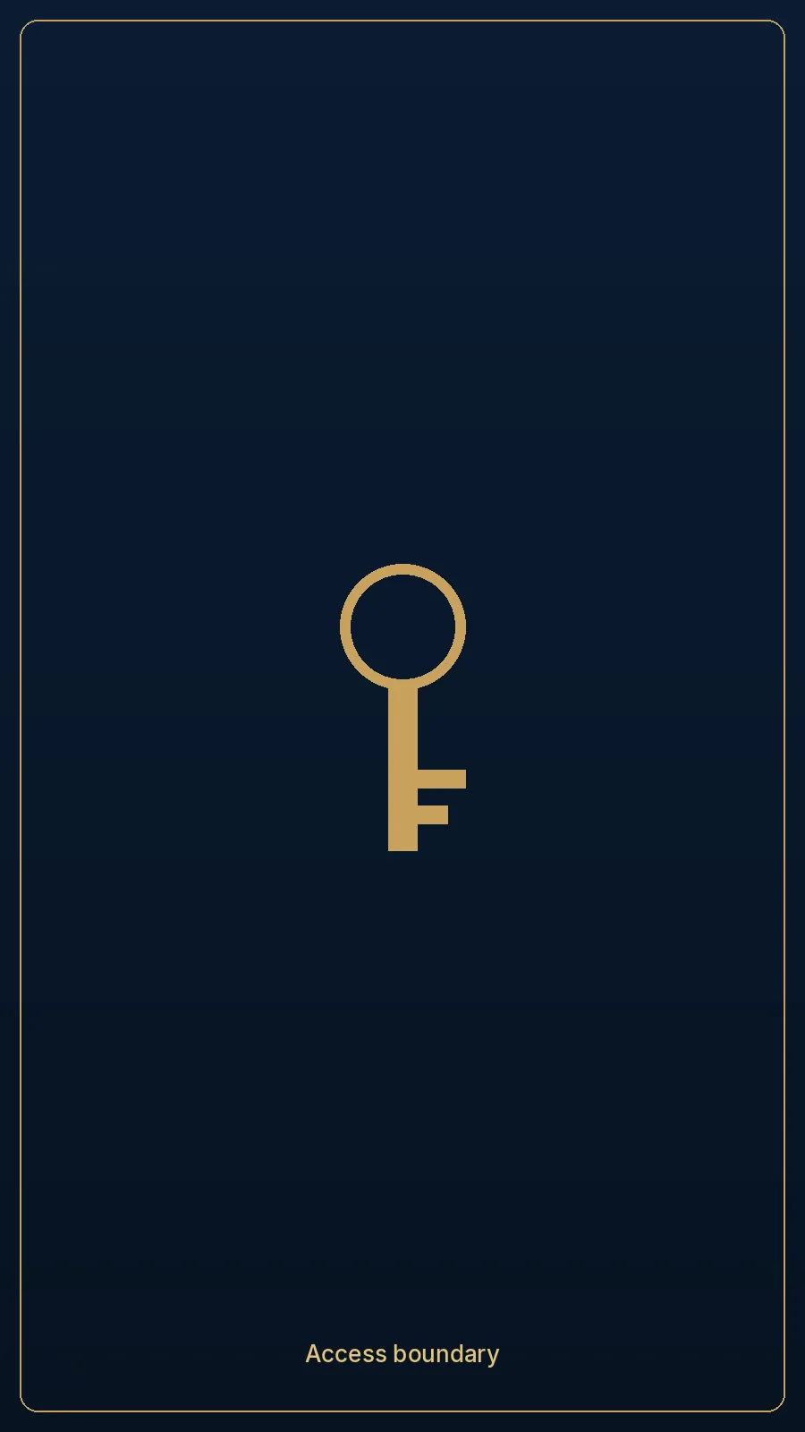 Editorial diagram of a hardware key marking an access boundary.