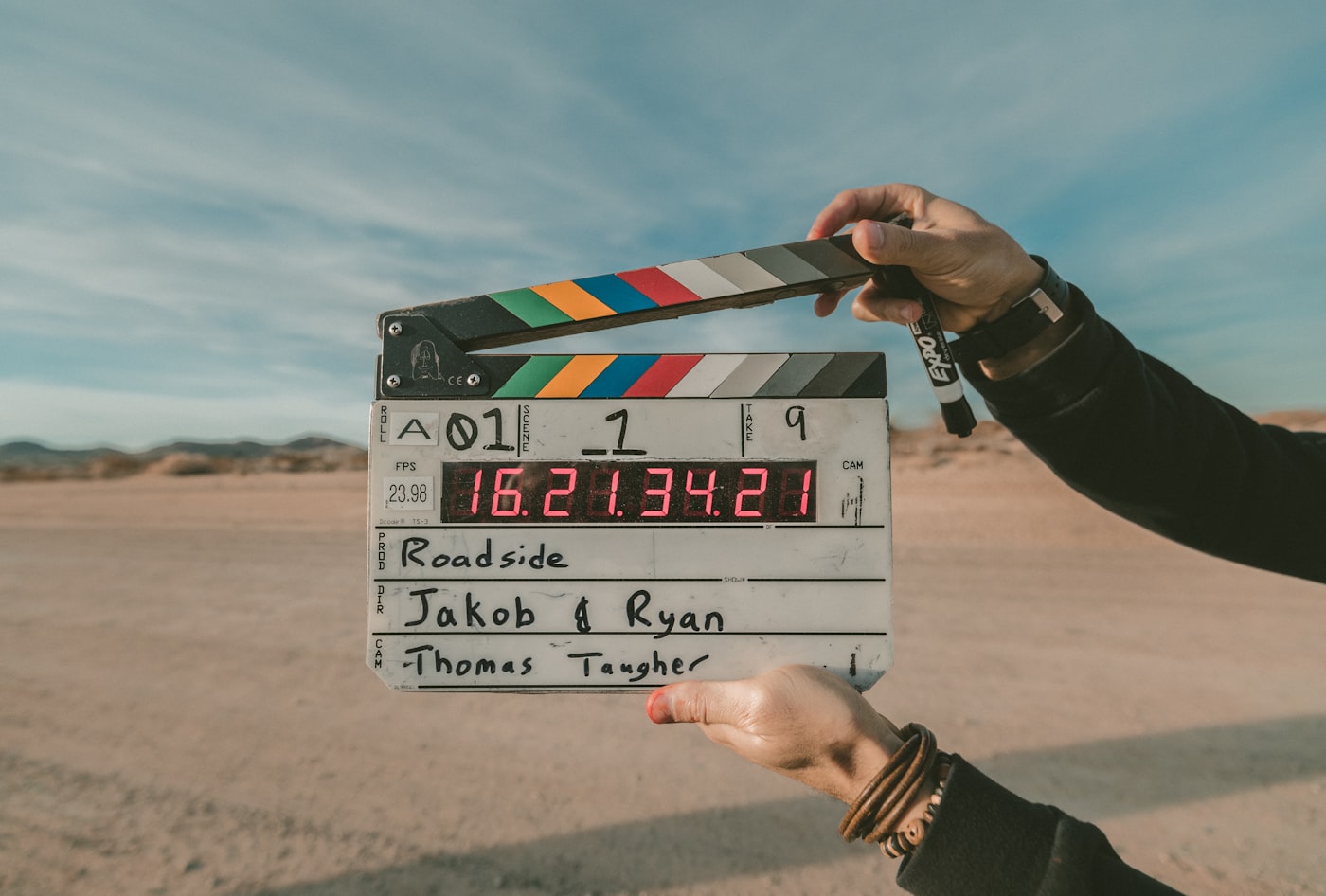 A cinematic film camera on set, representing the craft side of AI movie production