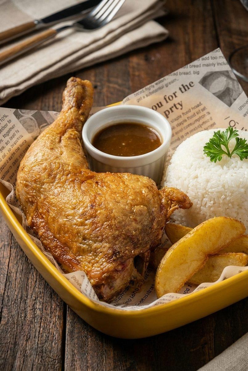 AI food photography example — chicken rice hero shot by AI Studio