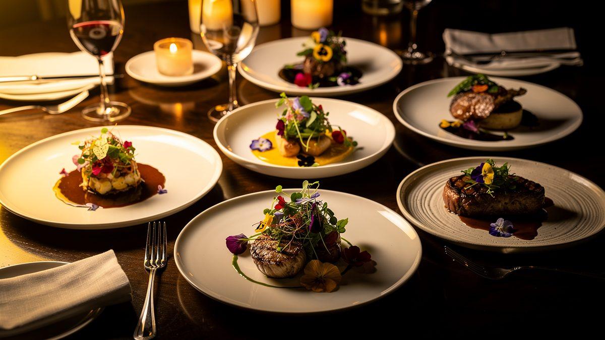 AI-generated fine-dining food photography spread produced by AI Studio