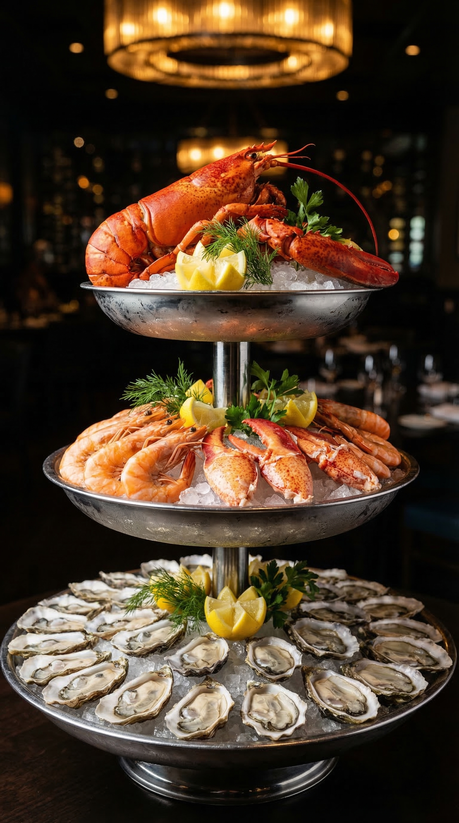 AI-generated seafood tower photography