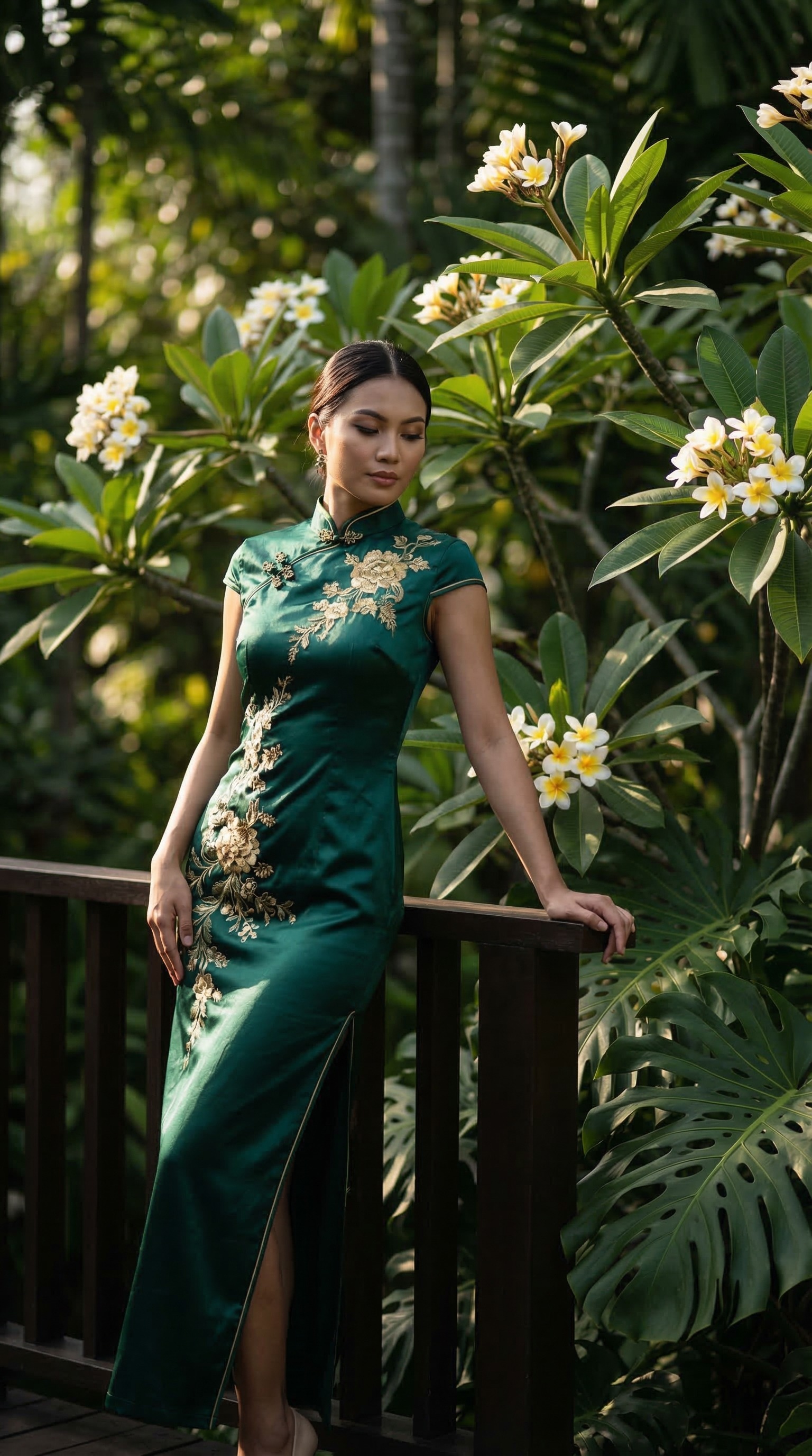 AI-generated luxury cheongsam fashion shoot