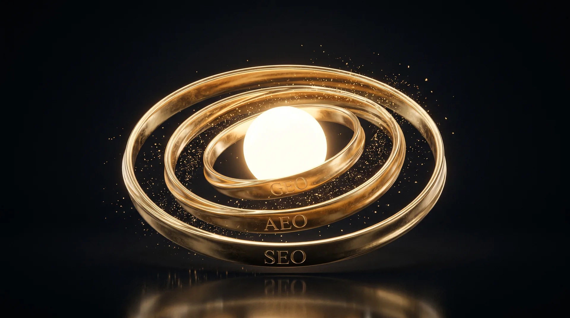 Triple-Engine Framework by AI Studio — three concentric rings labelled SEO, AEO and GEO