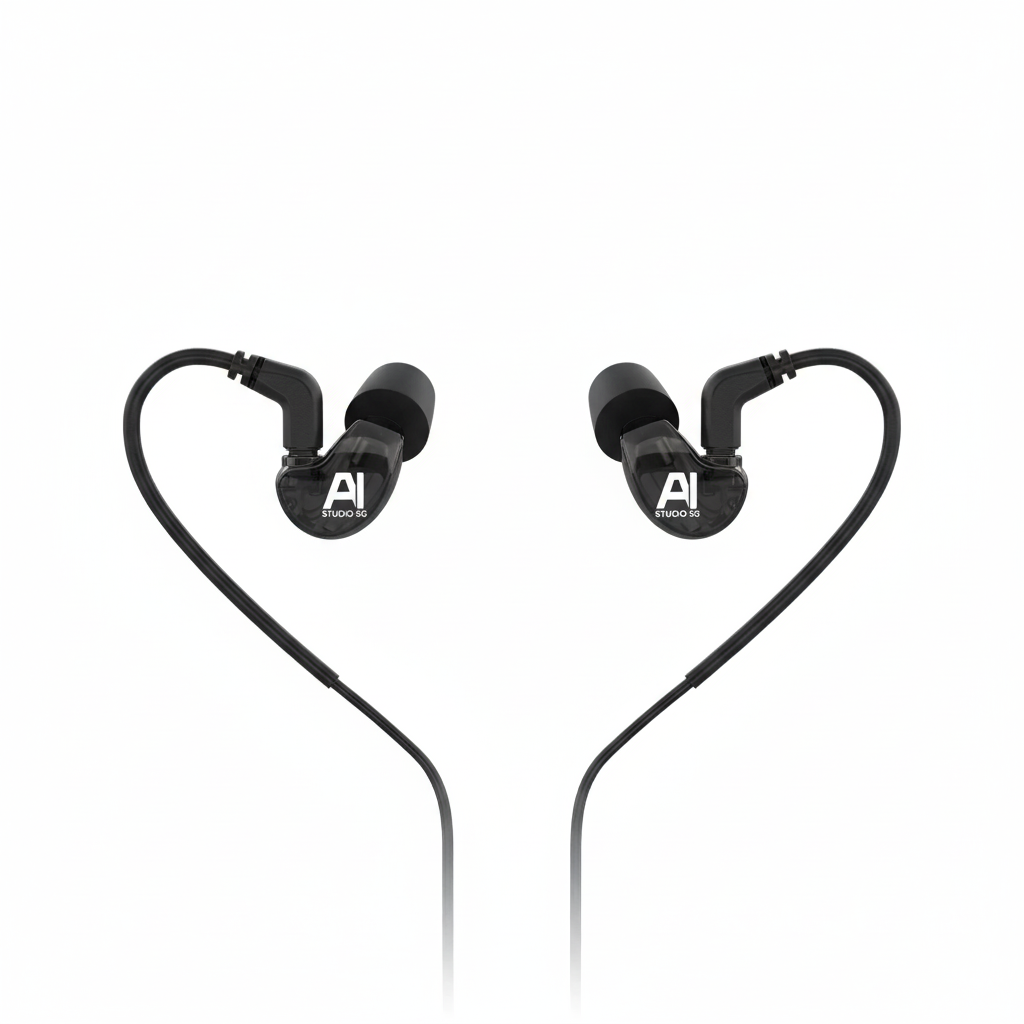 Before - Plain earphones on white background